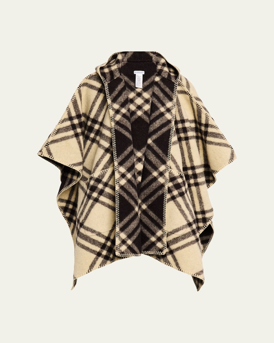 Catherine Reversible Check Hooded Cape